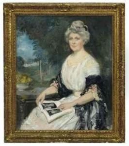 Portrait Of An Elegant Lady Reading A Book In A Landscape