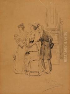 Two Ladies And A Gentleman by Albert Edward Sterner