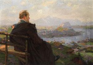 Portrait Des Malers Franz Von Alt Vor Der Stadt Salzburg