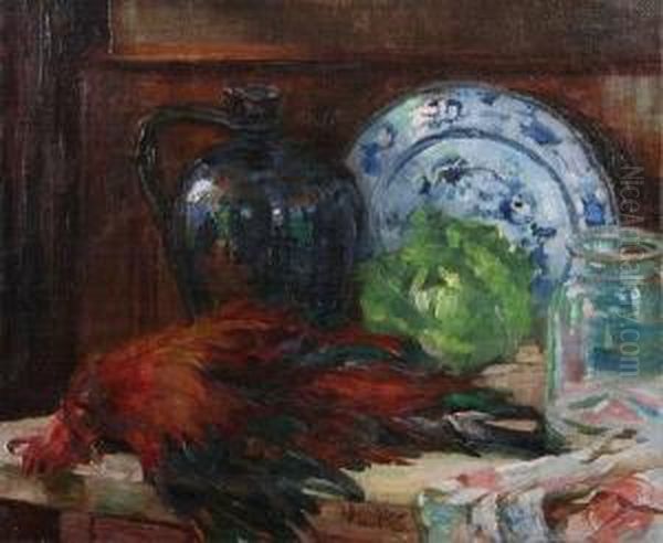Still Life With Delft Plate, Cabbage, Jug And Fowl - view 1