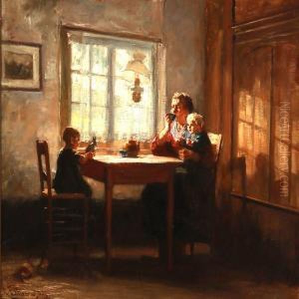 Interior With A Mother And Her Two Children - view 1