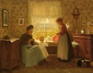 Three Generations Of Women In An Interior by Jacobus Frederick Sterre De Jong