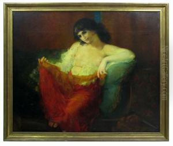 Harem Woman Wearing Red Hoop Earrings - view 1