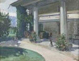 Hund Auf Einer Veranda. by Martha Stettler