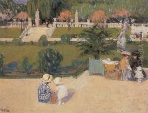 Children Playing In The Gardens Of Luxembourg - view 1