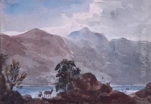Mountain Lake With Deer by John James Steuart