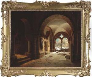 Medieval Cloister With Outlook To A Wintry Churchyard