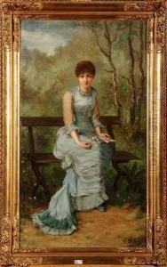 Elegante Sur Un Banc by Agapit Stevens