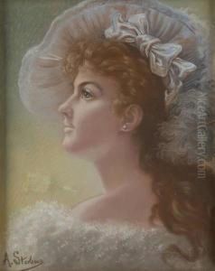 Jeune Femme Au Chapeau De Profil by Agapit Stevens