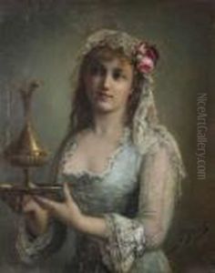 Jong Meisje Met Sluier En Schenkkan by Agapit Stevens