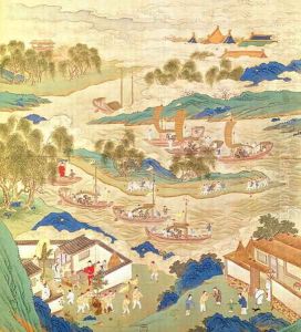 Emperor Hui Tsung (r.1100-26) transporting pierced stones and strange shaped trees, from a History of the Emperors of China by Anonymous Artist