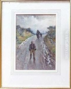 An Impoverished Mother And Her Two Sons On A Country Road by Alfred Stevens