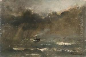 Navire Dans La Tempete by Alfred Stevens
