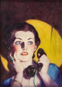 Damsel Dials Up Murder, Master Detective Pulp Cover by Dalton Stevens