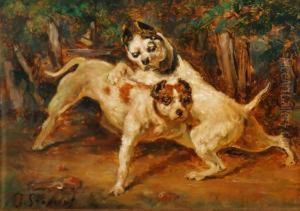 Deux Chiens by Joseph Edouard Stevens
