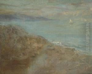 Rocky Coast With Yachts by Leopold Stevens