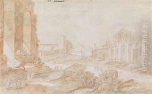 Ansicht Von Rom Mit Figurenstaffage Im Vordergrund by Pieter Stevens