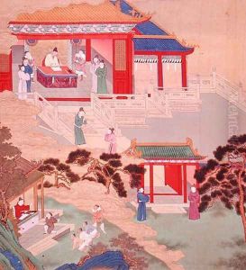 Emperor Tai Tsung (r.762-779) reading a medical tome, from a history of Chinese emperors
