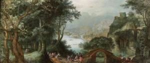 Une Embuscade Dans Un Paysage Forestier Pres D'une Riviere