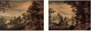 Cavalier Et Promeneurs En Bord De Foret. by Pieter Stevens