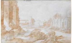 Vue De Rome, Animee De Personnages by Pieter Stevens
