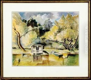 Boats On Shore-golden Trees, Louisiana by Will Henry Stevens