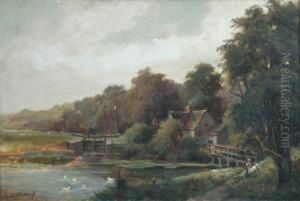 Cattle Grazing By A River by William Grant Stevenson
