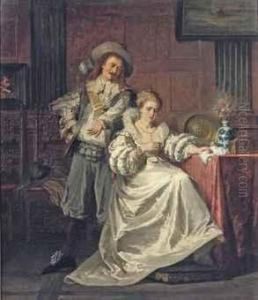 An Elegant Couple In An Interior by Gustav Curt Stever