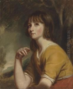 Portrait Of A Girl, Traditionally Identified As Lady Catherine Powlett, Countess Of Darlington, Half-length, In A Landscape