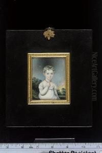 A Child, Said To Be The Baroness Emilia Kayne Von Gorgan Schillitz, Wearing Low-cut White Dress With Frilled Trim, Her Right Arm Raised, Holding Her Coral Necklace, Parkland Background by Anthony Stewart