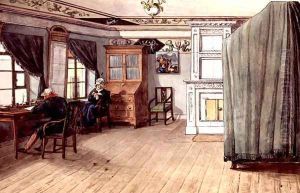 Neo-Classical Writing Room with an Elderly Couple, 1820 by Anonymous Artist