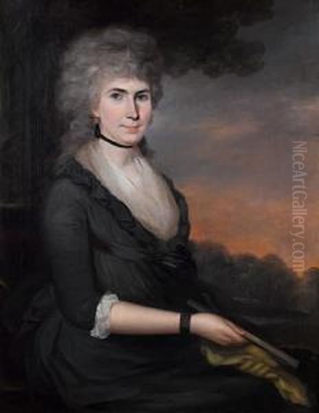 Portrait Of A Lady, Said To Be Anne Seymourdamer, Three-quarter-length, In A Grey Dress, Seated Before Alandscape - view 1