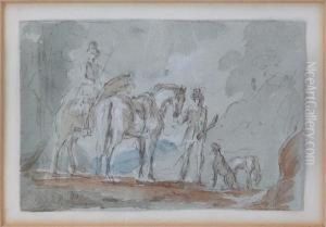 Horses, Riders And Dogs by James Stewart