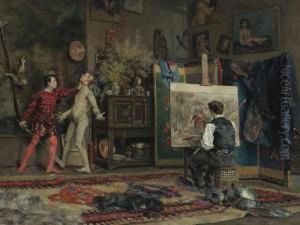 In The Artist's Studio by J. Stewart