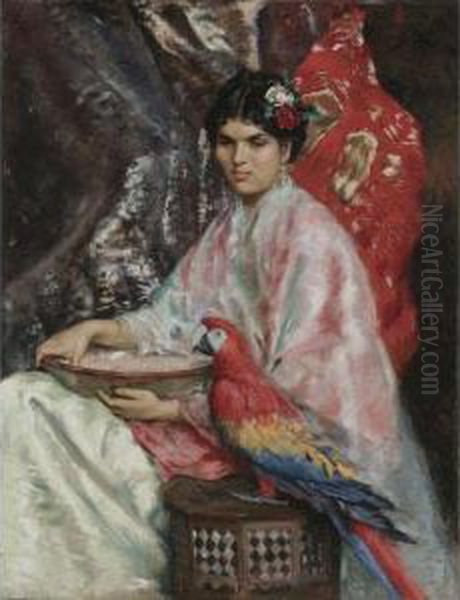 Lady With A Parrot - view 1