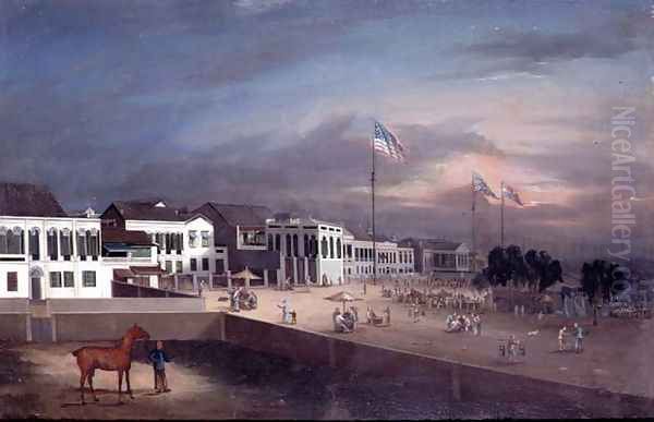he International Factories (The Hongs) at Canton, c.1830-35 - view 1