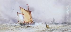 Fishing Smack In Choppy Seas by William Stewart