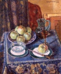 Still Life And Fruit by William Stewart