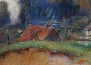Landschaft Mit Strohgedeckten Hutten by Eugen Stibbe