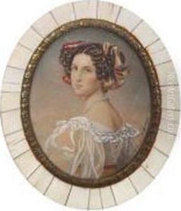 Portrait Of A Girl - Miniature by Maximilian Stieler
