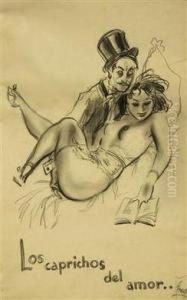 A Set Of Eight Erotic Drawings by Jaroslav Stika
