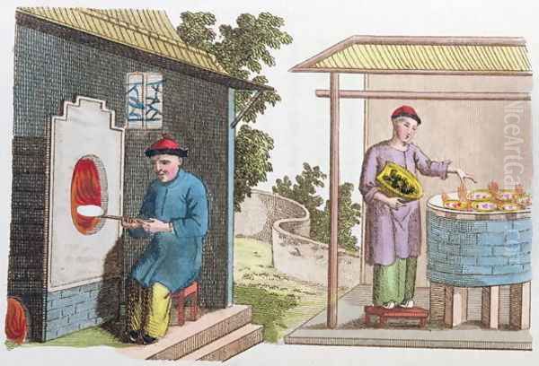 Firing of porcelain in China at the end of the 18th century, from 'La Chine en Miniature' 1811 - view 1