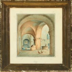 Cloister With Motherand Child by Harald Conrad Stilling