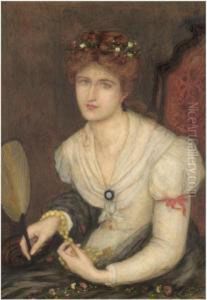 Portrait Of A Lady With A Fan by Maria Euphrosyne Spartali, later Stillman