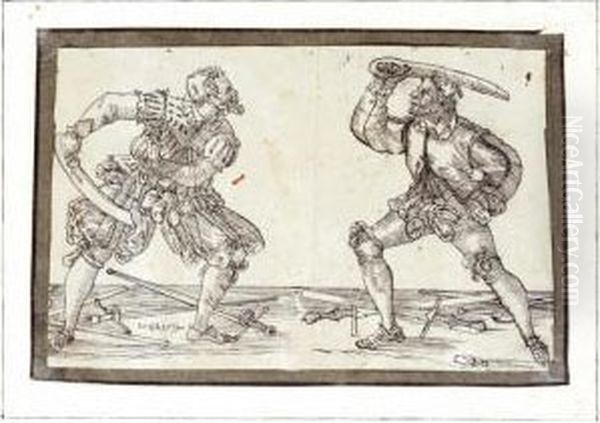 Two Swordsmen Fighting - view 1