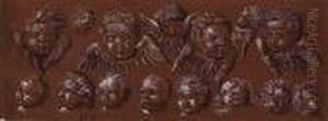 Sheet Of Studies Of Winged Angel's Heads And Heads Of Children by Tobias Stimmer