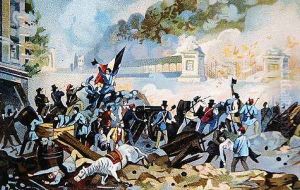 Wallonian volunteers attacking on 23rd October 1830 during the Dutch invasion of Belgium to try to reassert control by Anonymous Artist