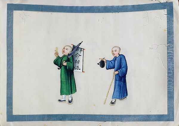 Regional doctor being asked for advice by a sick man, 1850s - view 1