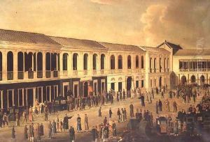 A View of the Hongs on the Waterfront at Canton, c.1825 by Anonymous Artist