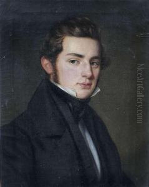 Portraitof A Young Man Wearing A Black Frock Coat In Three Quarter View Tothe Right. - view 1